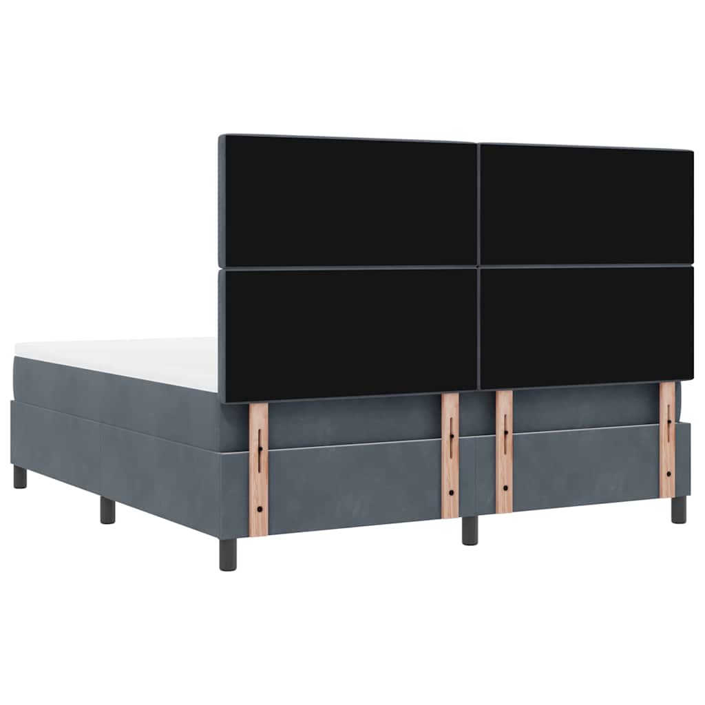 LED Box Spring Bed med madras Mørkegrå 180 x 200 cm Fløjl