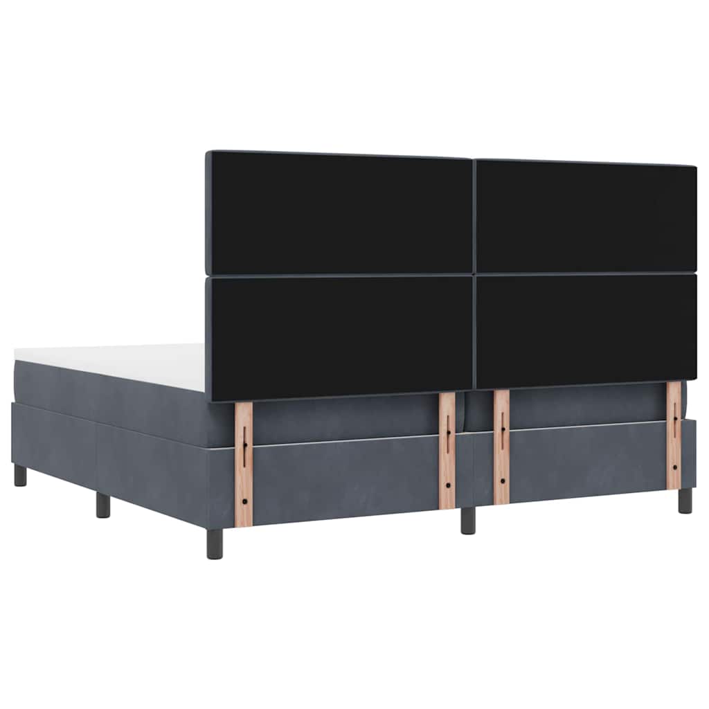 LED Box Spring Bed med madras Mørkegrå 200 x 200 cm Fløjl