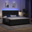 LED Box Spring Bed med madras Sort 200 x 200 cm Fløjl