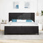 LED Box Spring Bed med madras Sort 200 x 200 cm Fløjl