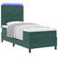 LED Box Spring Bed med hovedgærde Mørkegrøn 80 x 200 cm Fløjl