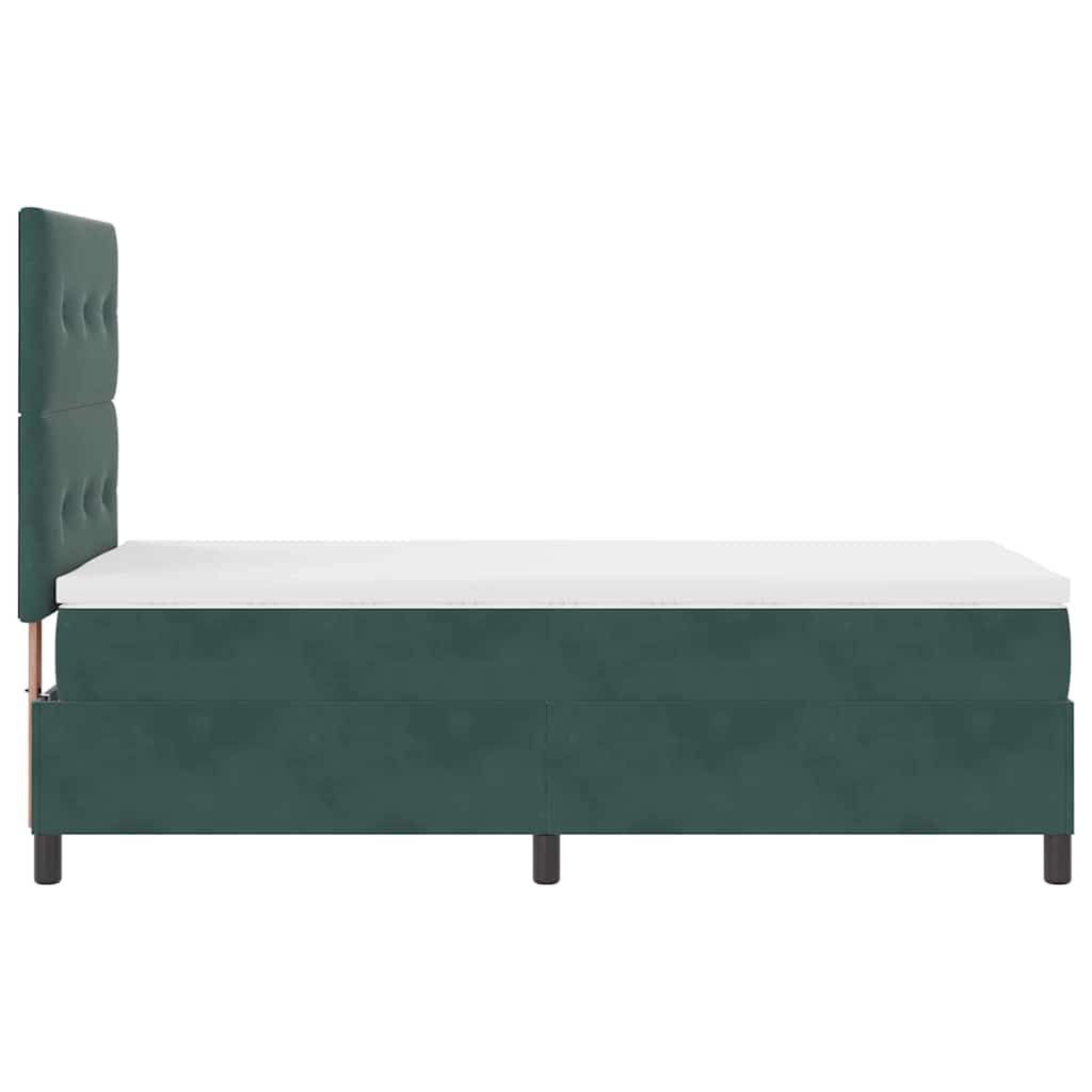 LED Box Spring Bed med hovedgærde Mørkegrøn 80 x 200 cm Fløjl