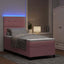 LED Box Spring Bed med hovedgærde Lyserød 90 x 190 cm Fløjl