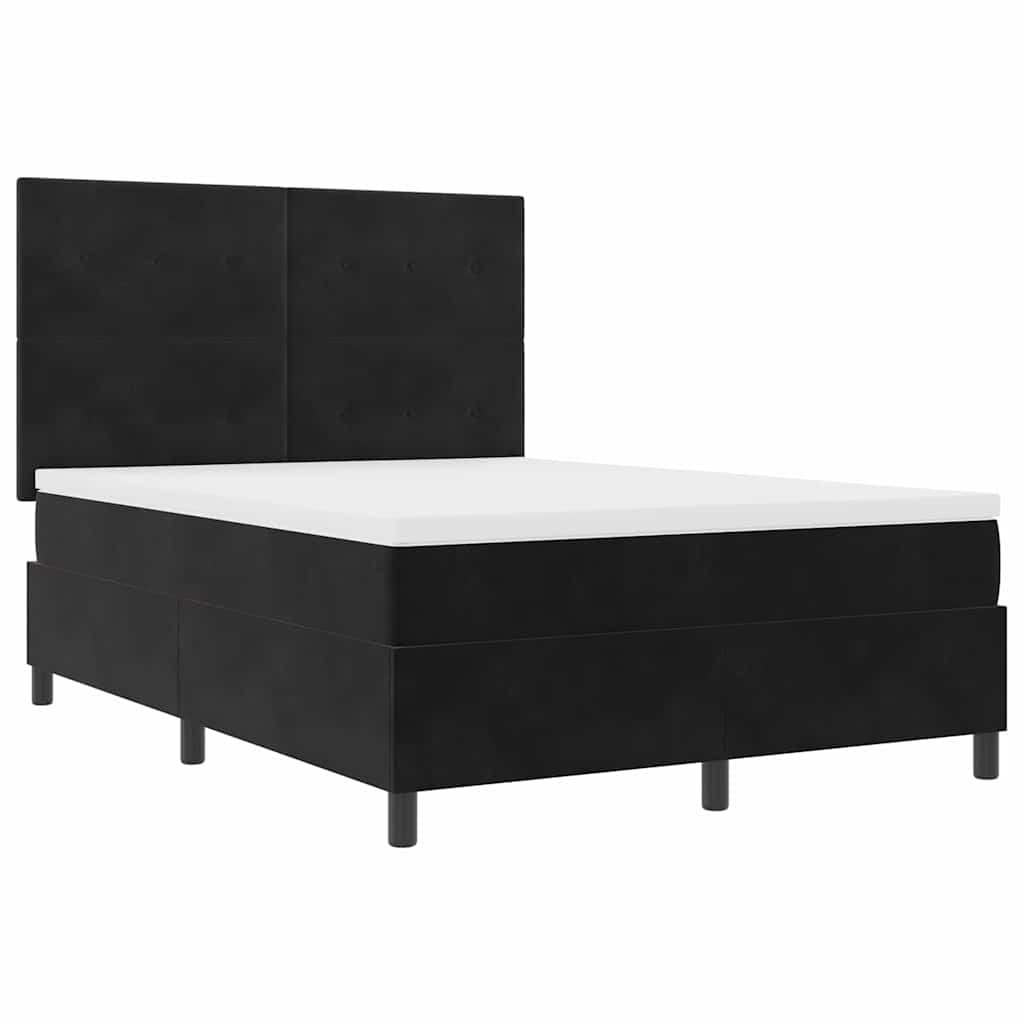 LED Box Spring Bed med hovedgærde Sort 160 x 200 cm Fløjl