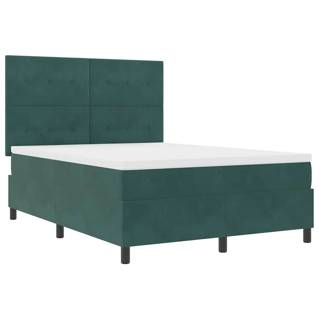 LED Box Spring Bed med hovedgærde Mørkegrøn 160 x 200 cm Fløjl