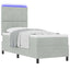 LED Box Spring Bed med hovedgærde Lysegrå 80 x 200 cm Fløjl