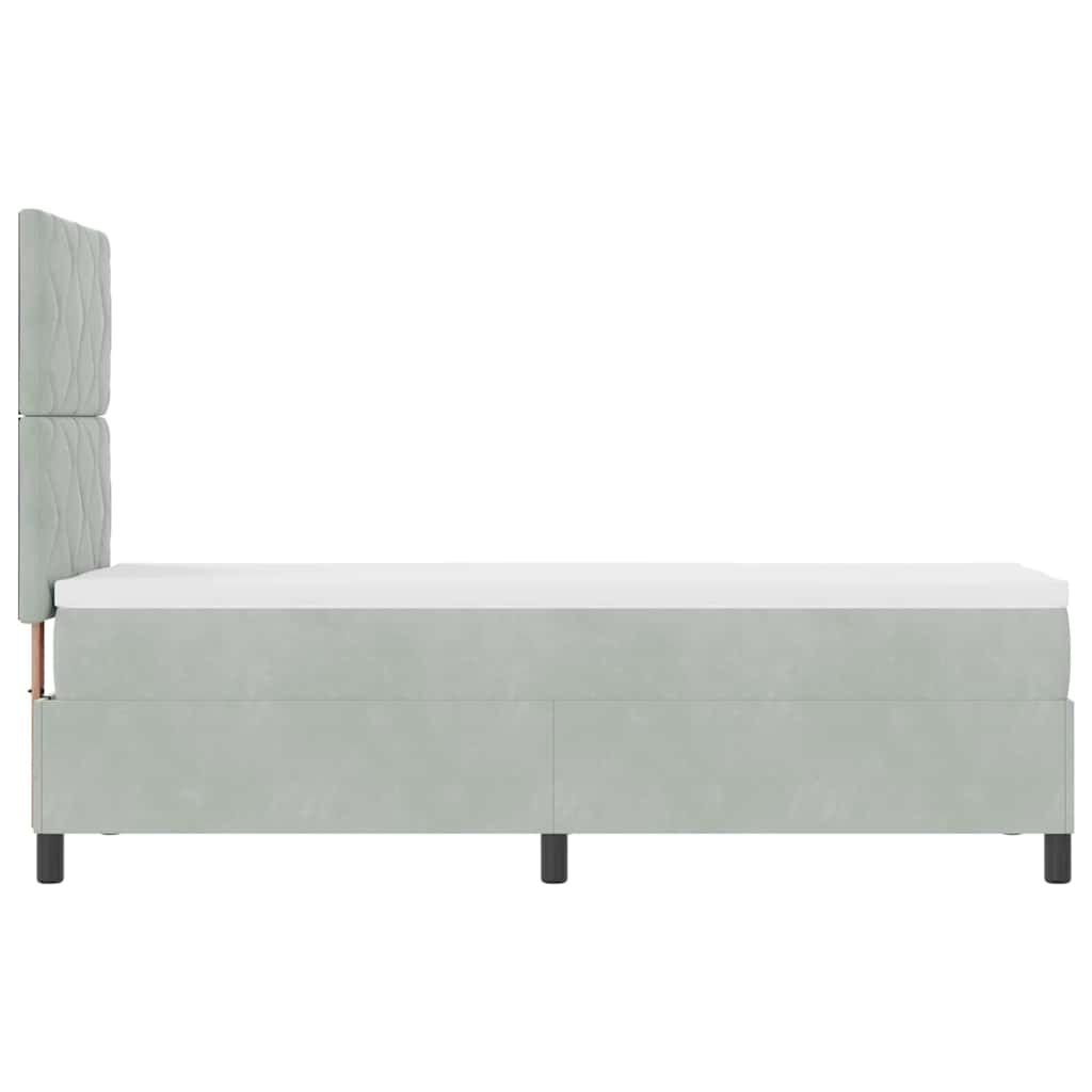 LED Box Spring Bed med hovedgærde Lysegrå 80 x 200 cm Fløjl