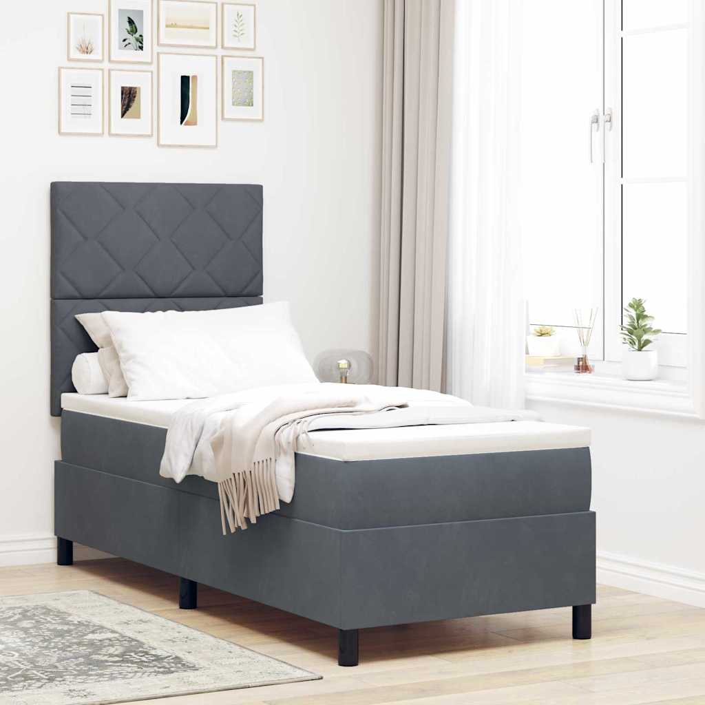 LED Box Spring Bed med hovedgærde Mørkegrå 80 x 200 cm Fløjl