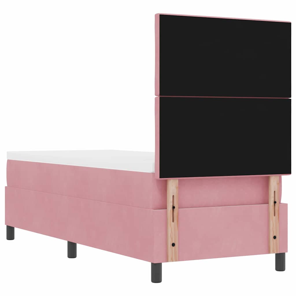 LED Box Spring Bed med hovedgærde Lyserød 80 x 200 cm Fløjl