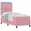 LED Box Spring Bed med hovedgærde Lyserød 80 x 200 cm Fløjl