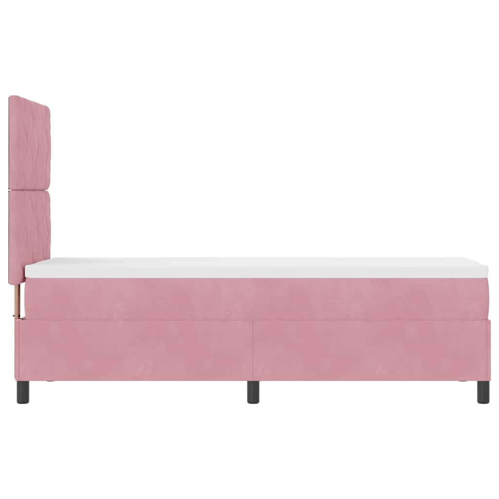 LED Box Spring Bed med hovedgærde Lyserød 80 x 200 cm Fløjl