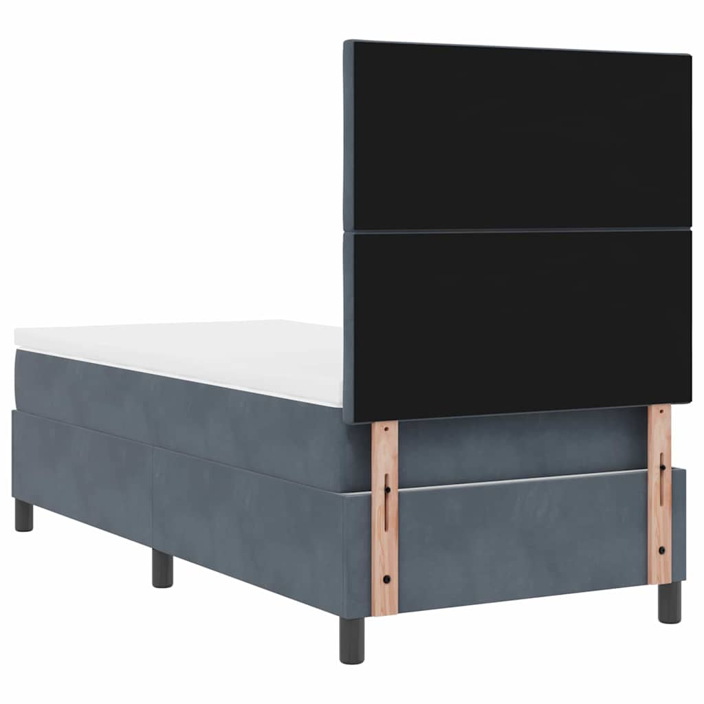 LED Box Spring Bed med hovedgærde Mørkegrå 100 x 200 cm Fløjl