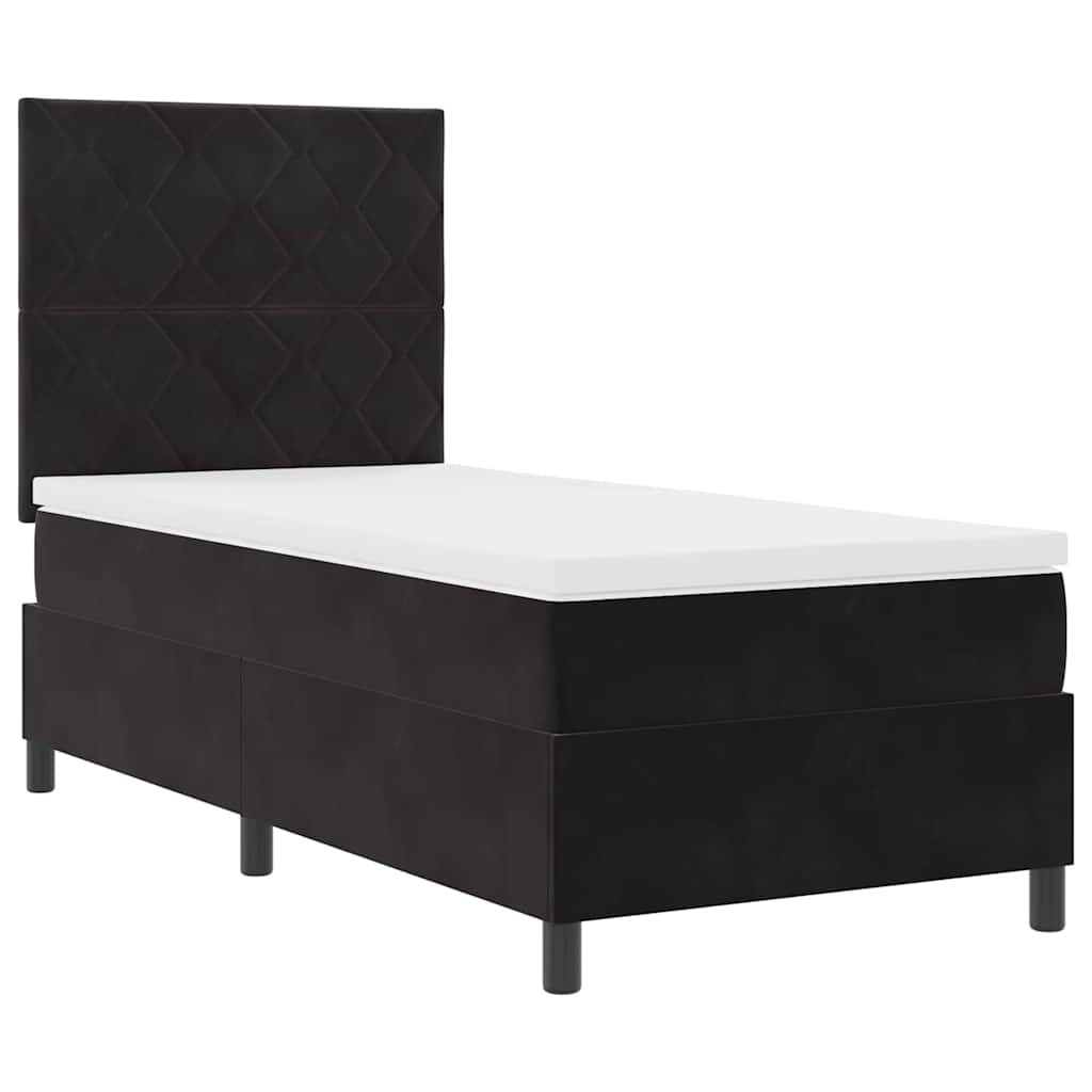 LED Box Spring Bed med hovedgærde Sort 100 x 200 cm Fløjl
