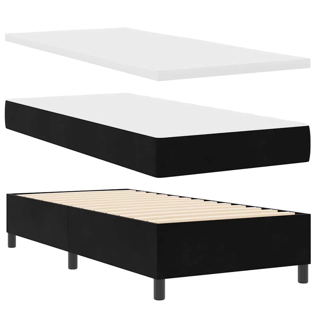 LED Box Spring Bed med hovedgærde Sort 100 x 200 cm Fløjl