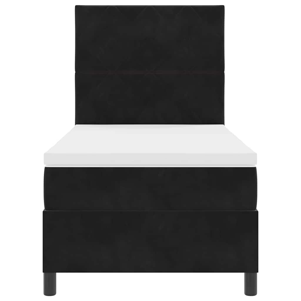 LED Box Spring Bed med hovedgærde Sort 100 x 200 cm Fløjl