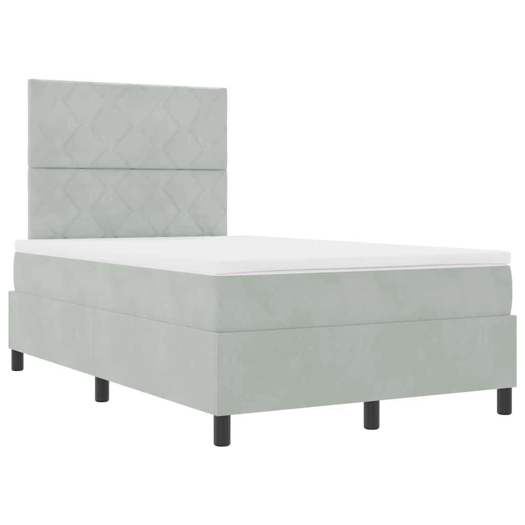 LED Box Spring Bed med hovedgærde Lysegrå 120 x 190 cm Fløjl