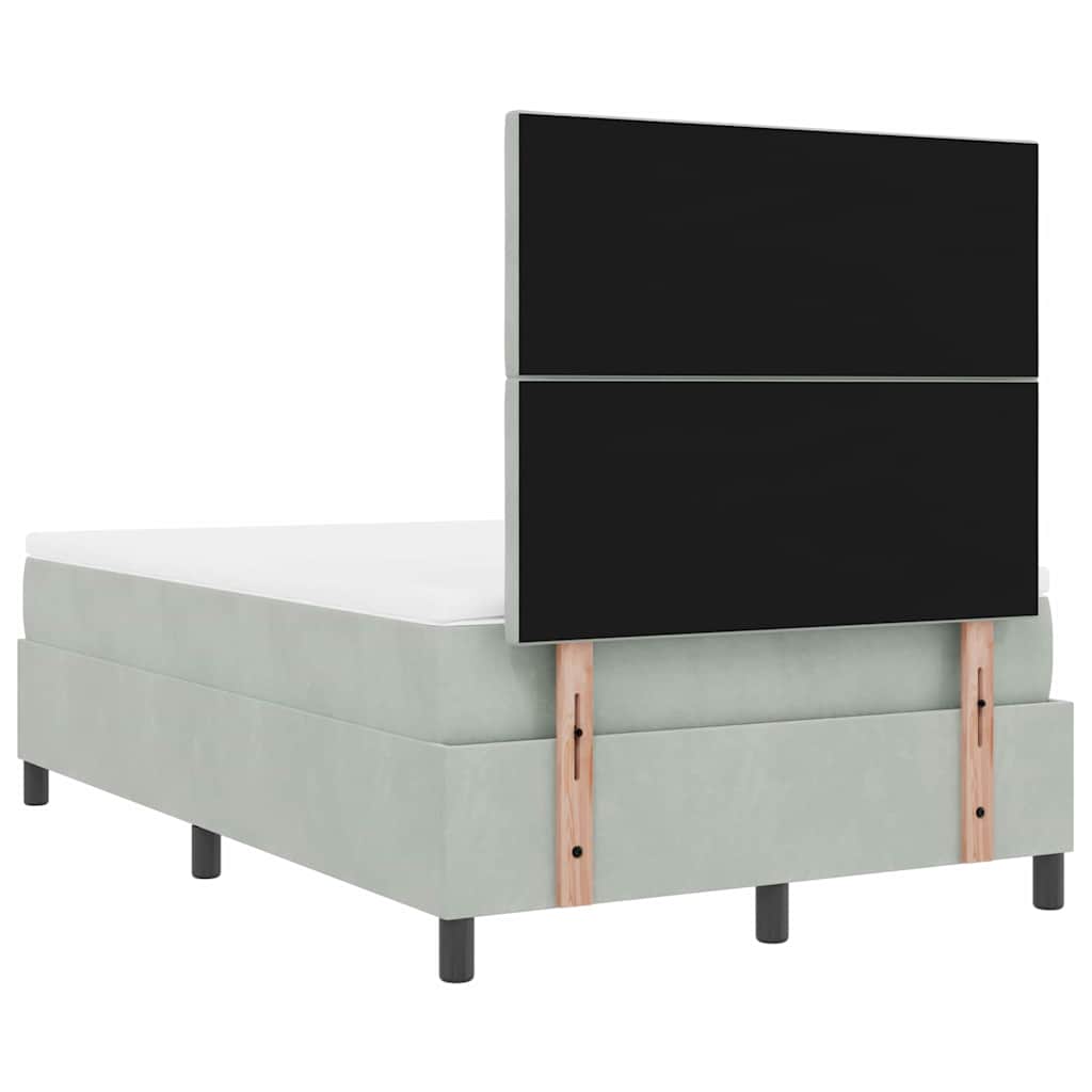 LED Box Spring Bed med hovedgærde Lysegrå 120 x 190 cm Fløjl