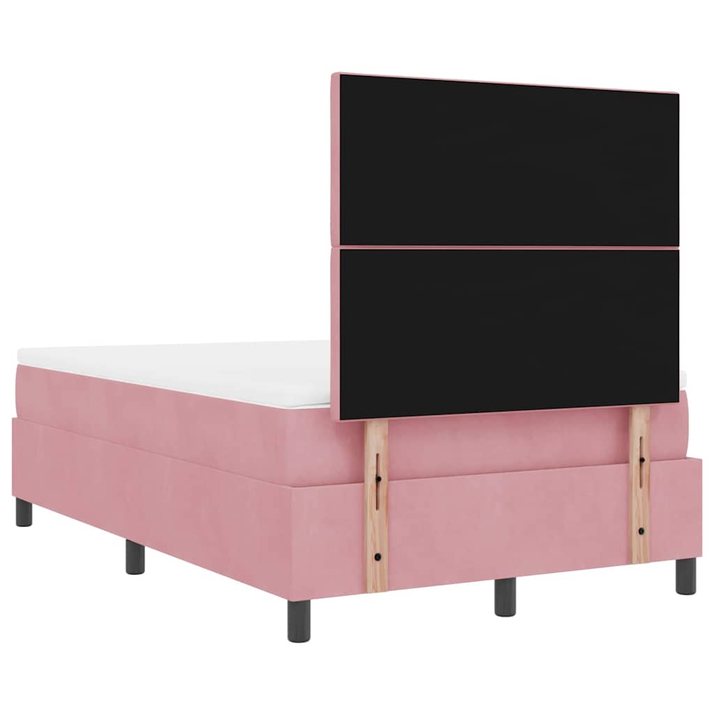 LED Box Spring Bed med hovedgærde Lyserød 120 x 190 cm Fløjl