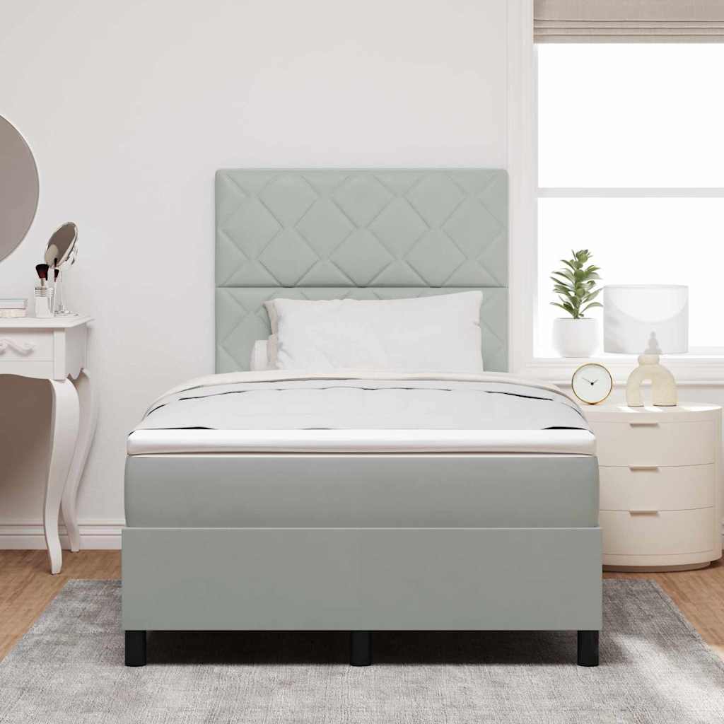 LED Box Spring Bed med hovedgærde Lysegrå 120 x 200 cm Fløjl