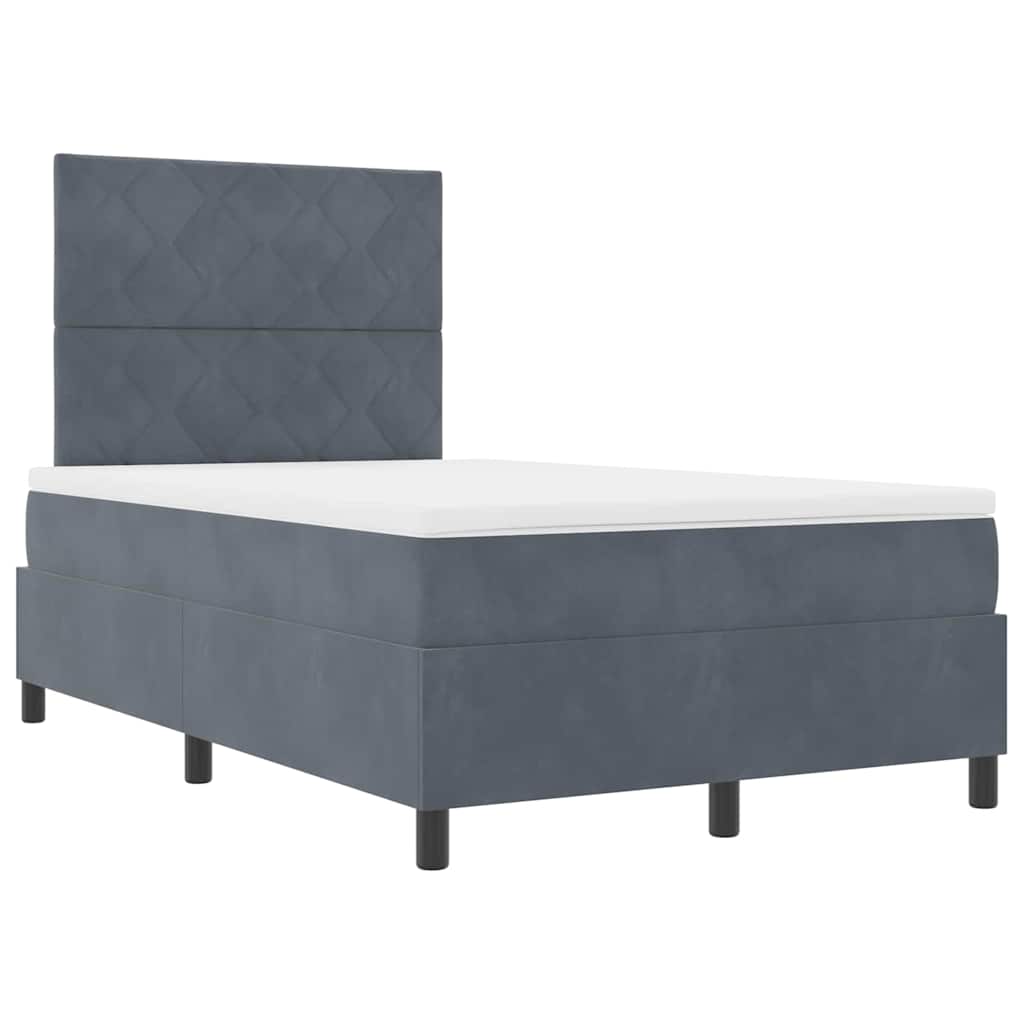 LED Box Spring Bed med hovedgærde Mørkegrå 120 x 200 cm Fløjl