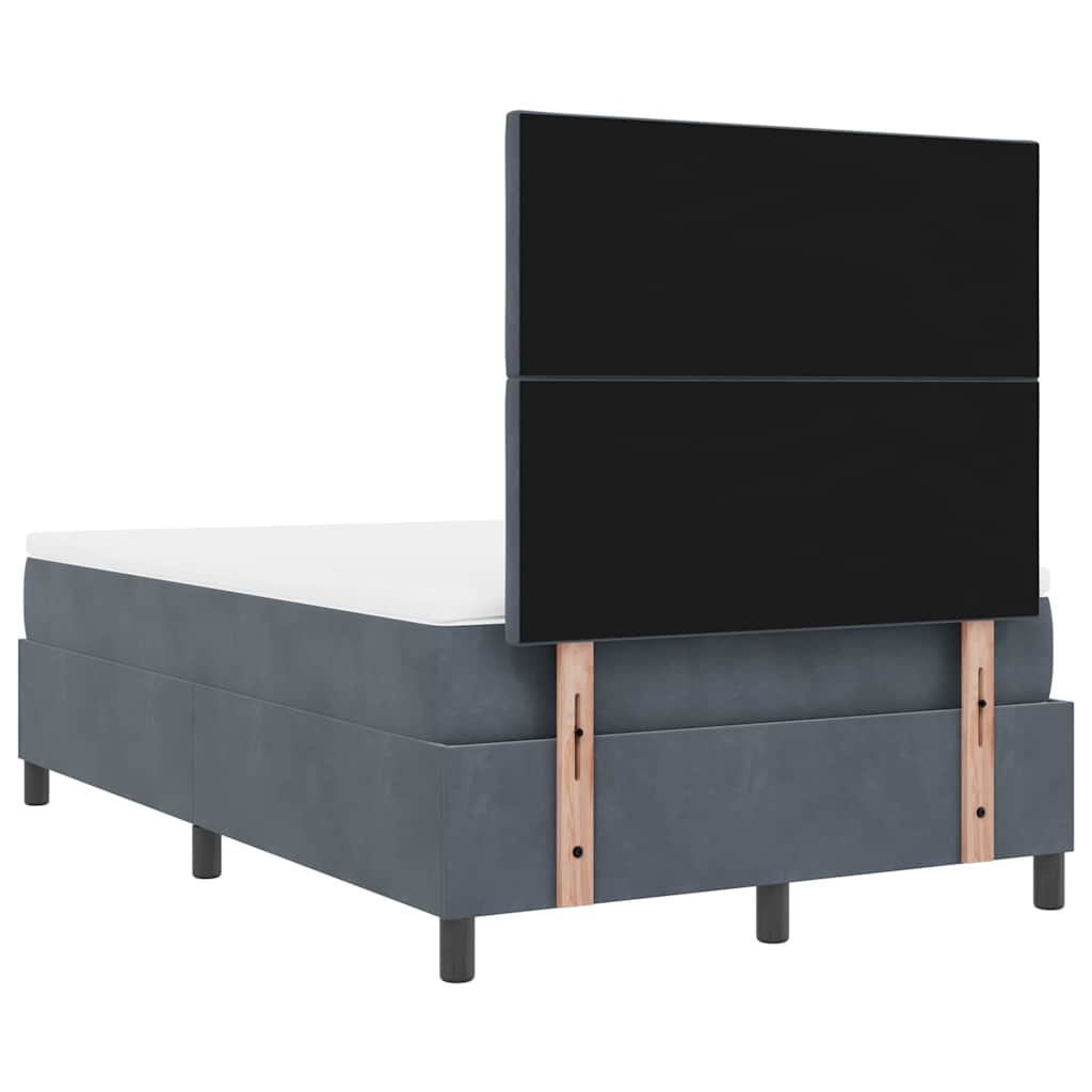 LED Box Spring Bed med hovedgærde Mørkegrå 120 x 200 cm Fløjl