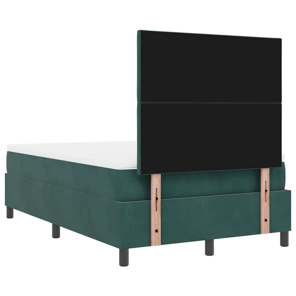 LED Box Spring Bed med hovedgærde Mørkegrøn 120 x 200 cm Fløjl