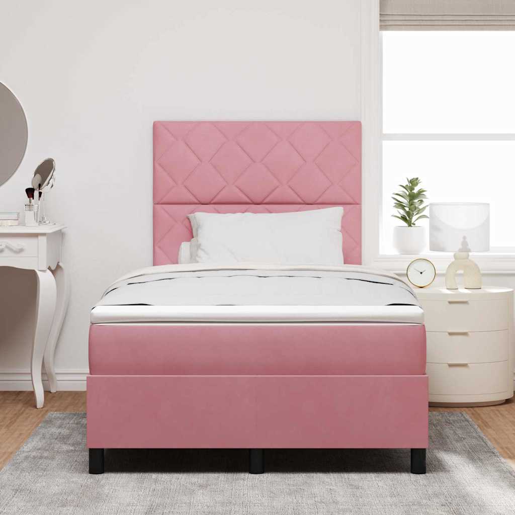 LED Box Spring Bed med hovedgærde Lyserød 120 x 200 cm Fløjl