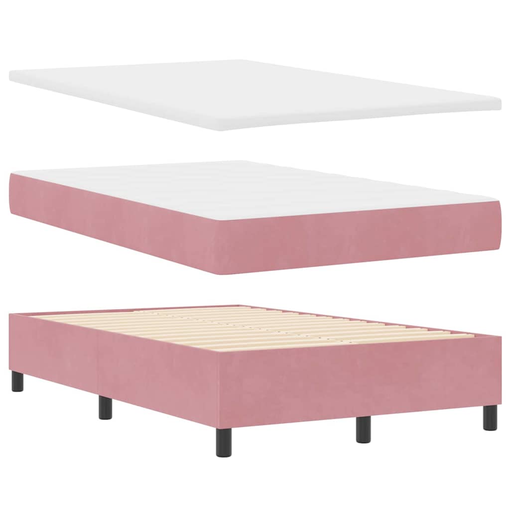 LED Box Spring Bed med hovedgærde Lyserød 120 x 200 cm Fløjl
