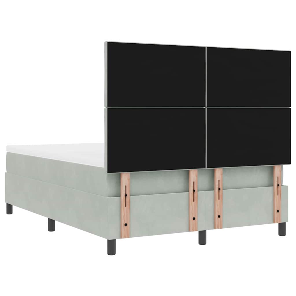 LED Box Spring Bed med hovedgærde Lysegrå 160 x 200 cm Fløjl