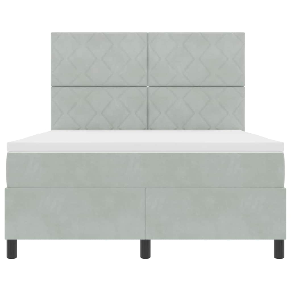 LED Box Spring Bed med hovedgærde Lysegrå 160 x 200 cm Fløjl