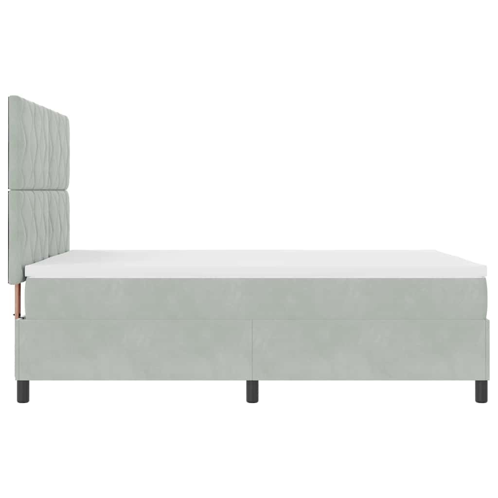 LED Box Spring Bed med hovedgærde Lysegrå 160 x 200 cm Fløjl