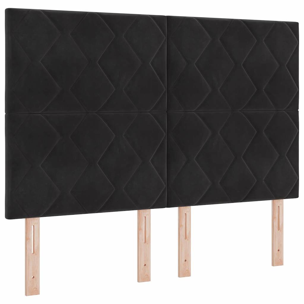 LED Box Spring Bed med hovedgærde Sort 160 x 200 cm Fløjl