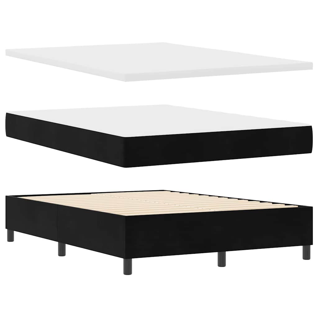 LED Box Spring Bed med hovedgærde Sort 160 x 200 cm Fløjl