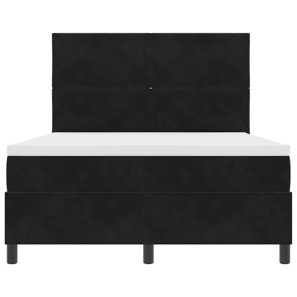 LED Box Spring Bed med hovedgærde Sort 160 x 200 cm Fløjl