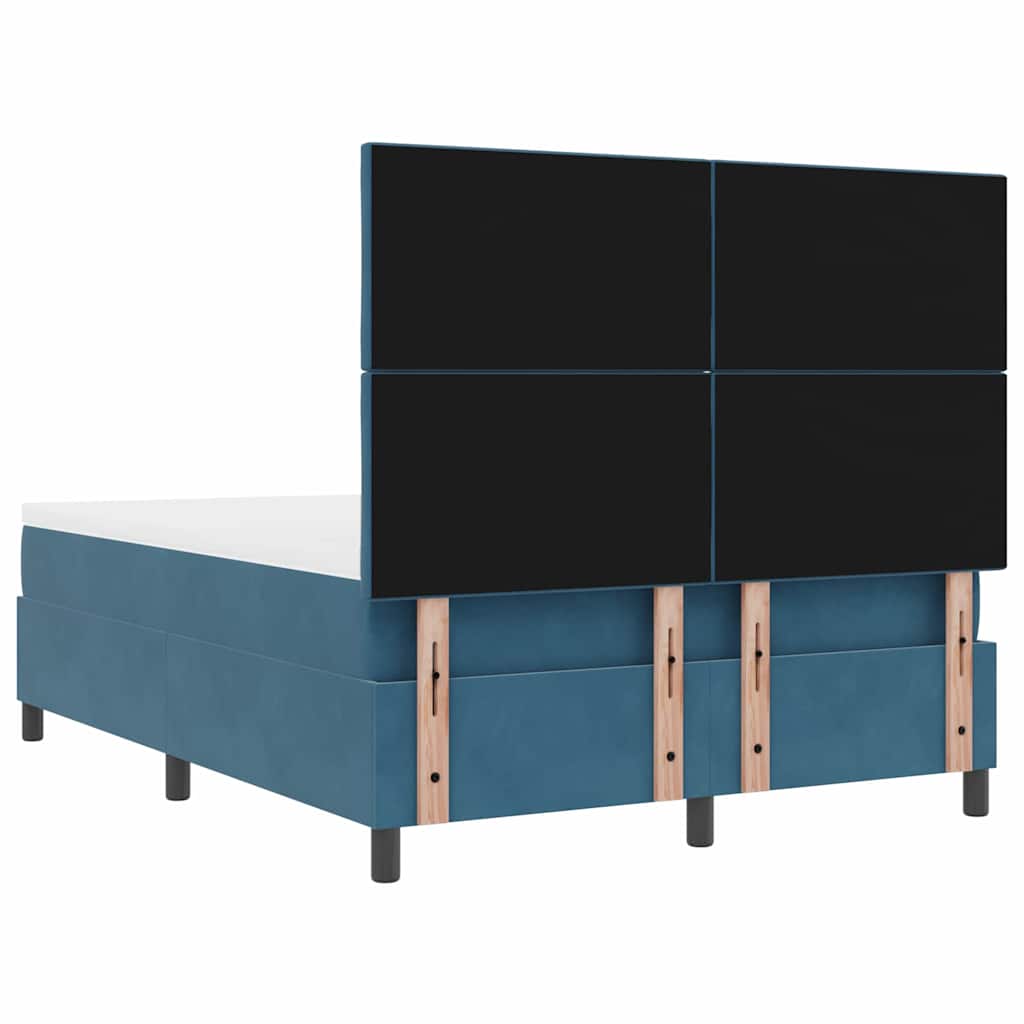 LED Box Spring Bed med hovedgærde Mørk blå 160 x 200 cm Fløjl