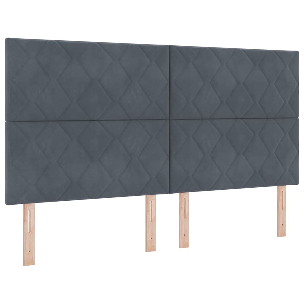 LED Box Spring Bed med hovedgærde Mørkegrå 180 x 200 cm Fløjl
