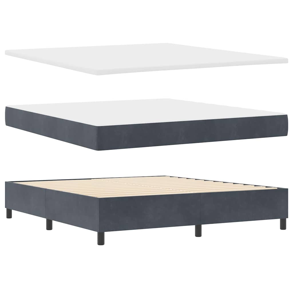 LED Box Spring Bed med hovedgærde Mørkegrå 180 x 200 cm Fløjl