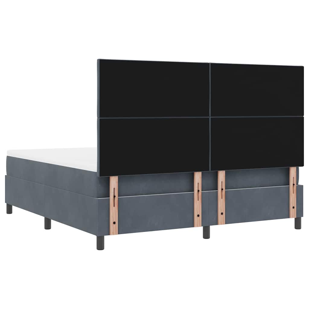 LED Box Spring Bed med hovedgærde Mørkegrå 180 x 200 cm Fløjl