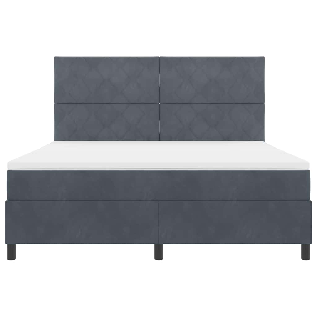 LED Box Spring Bed med hovedgærde Mørkegrå 180 x 200 cm Fløjl