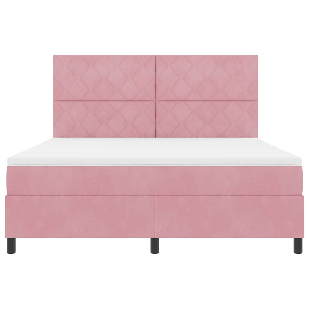 LED Box Spring Bed med hovedgærde Lyserød 180 x 200 cm Fløjl