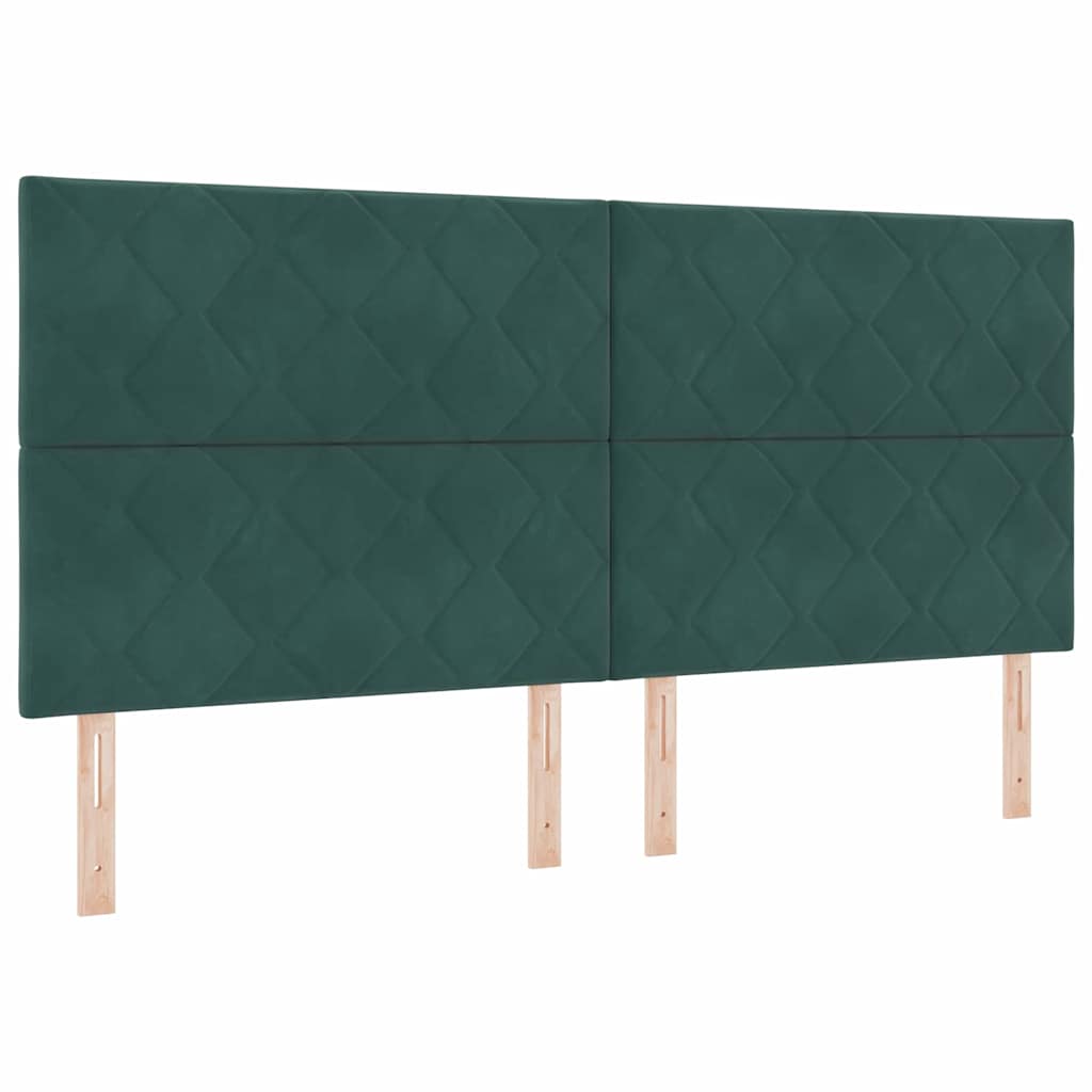 LED Box Spring Bed med hovedgærde Mørkegrøn 200 x 200 cm Fløjl