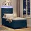 LED Box Spring Bed med hovedgærde Blå 90 x 190 cm Stof