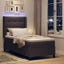 LED Box Spring Bed med hovedgærde Mørk Brun 90 x 200 cm Stof
