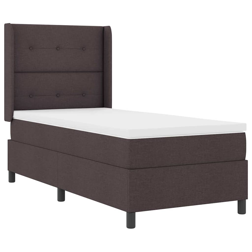 LED Box Spring Bed med hovedgærde Mørk Brun 90 x 200 cm Stof