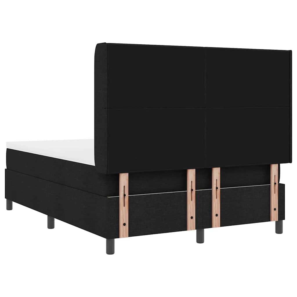 LED Box Spring Bed med hovedgærde Sort 140 x 200 cm Stof