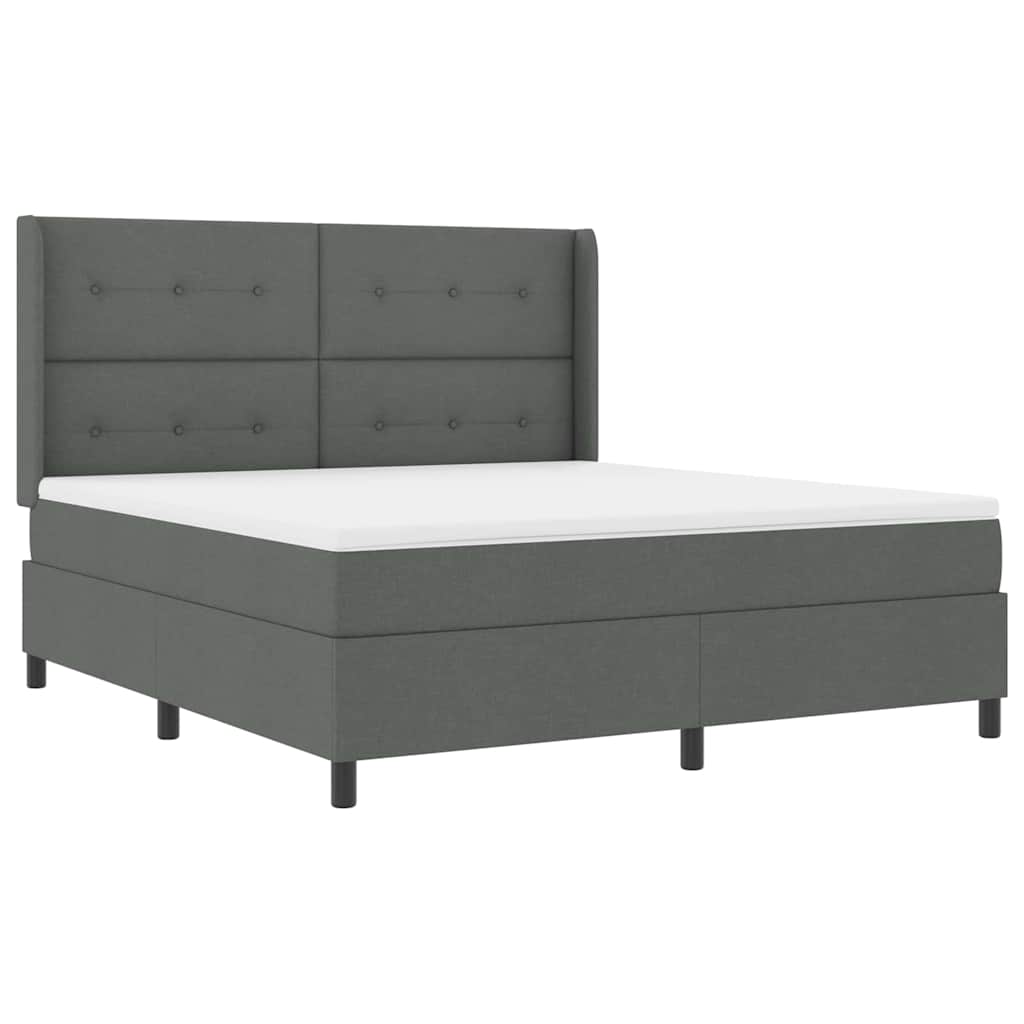 LED Box Spring Bed med hovedgærde Mørkegrå 180 x 200 cm Stof
