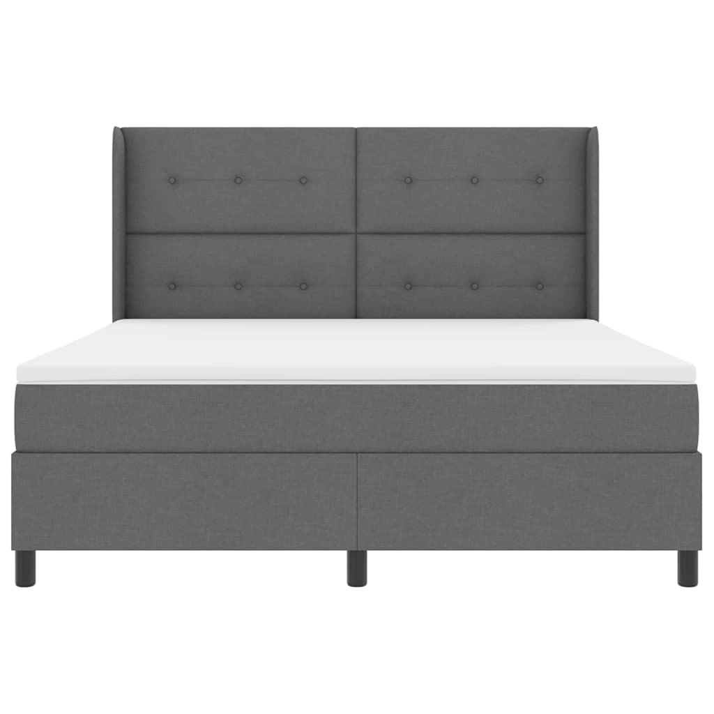 LED Box Spring Bed med hovedgærde Mørkegrå 180 x 200 cm Stof