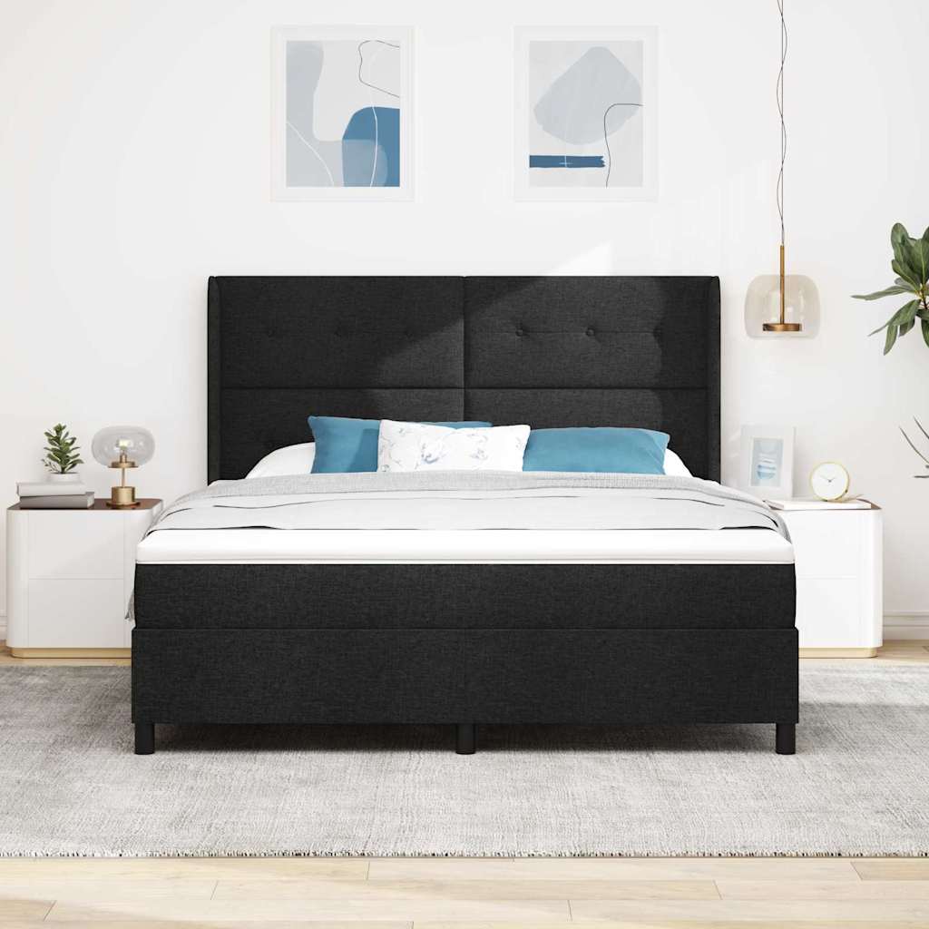 LED Box Spring Bed med hovedgærde Sort 180 x 200 cm Stof