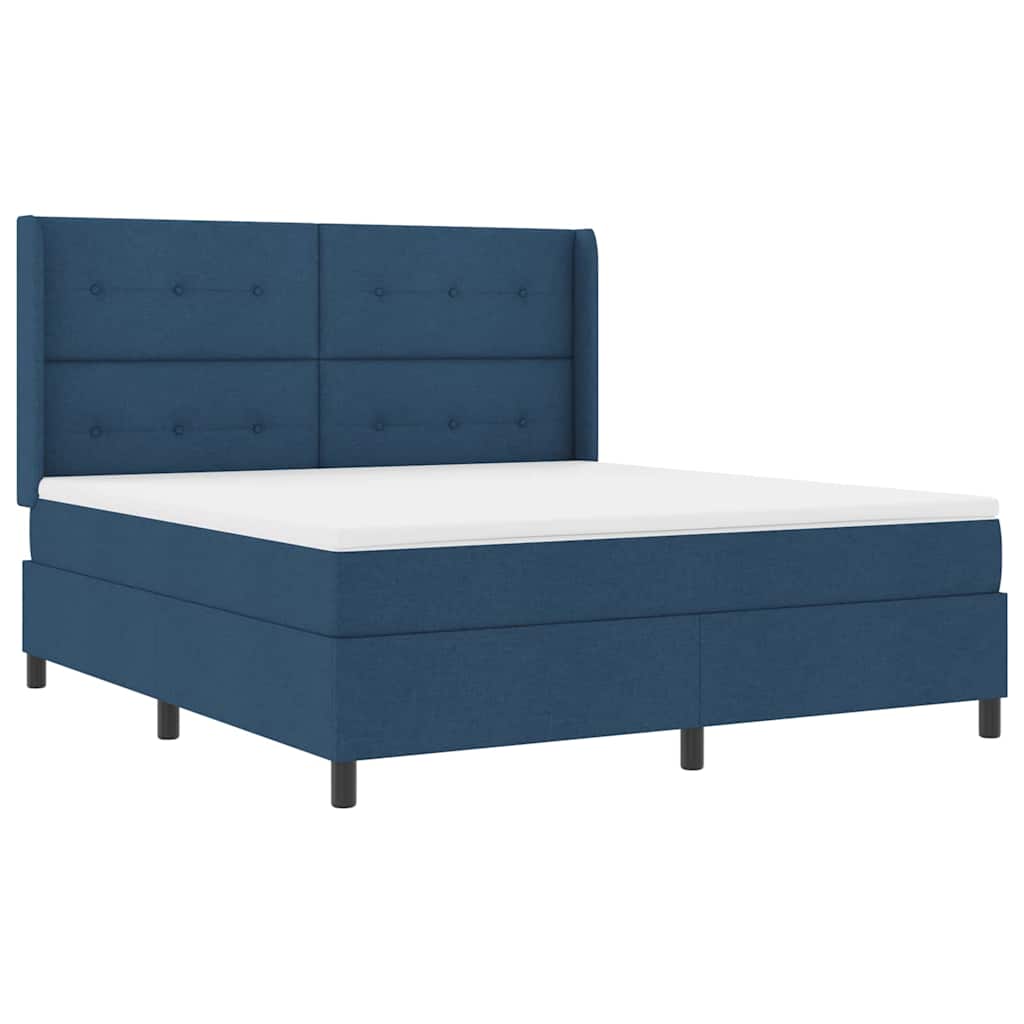 LED Box Spring Bed med hovedgærde Blå 180 x 200 cm Stof