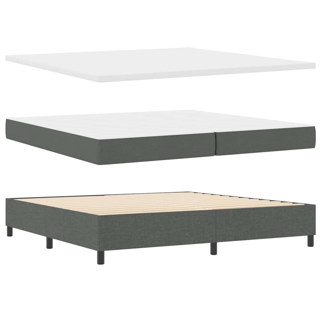 LED Box Spring Bed med hovedgærde Mørkegrå 200 x 200 cm Stof
